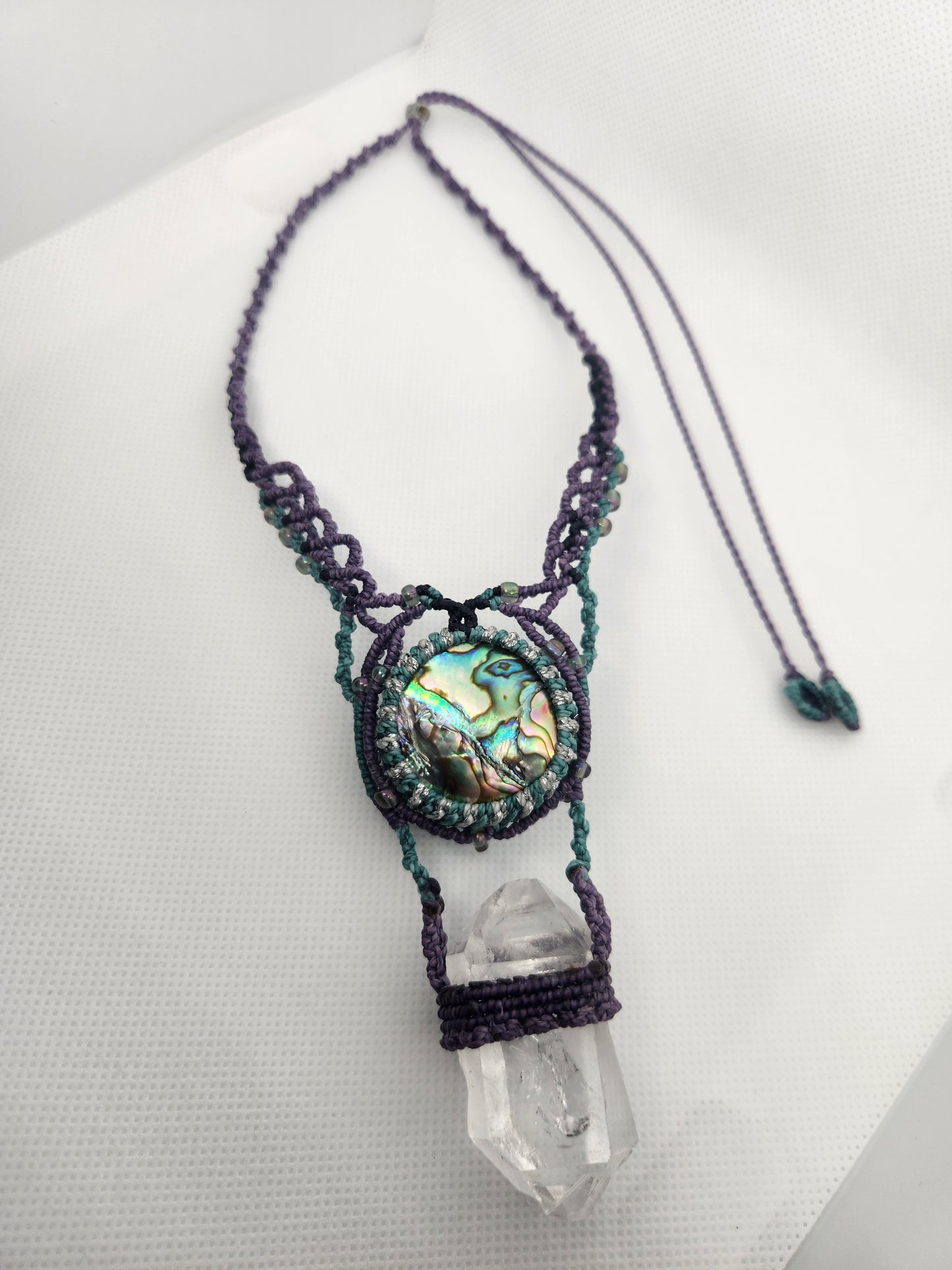 Abalone Shell / Clear Quartz Necklace